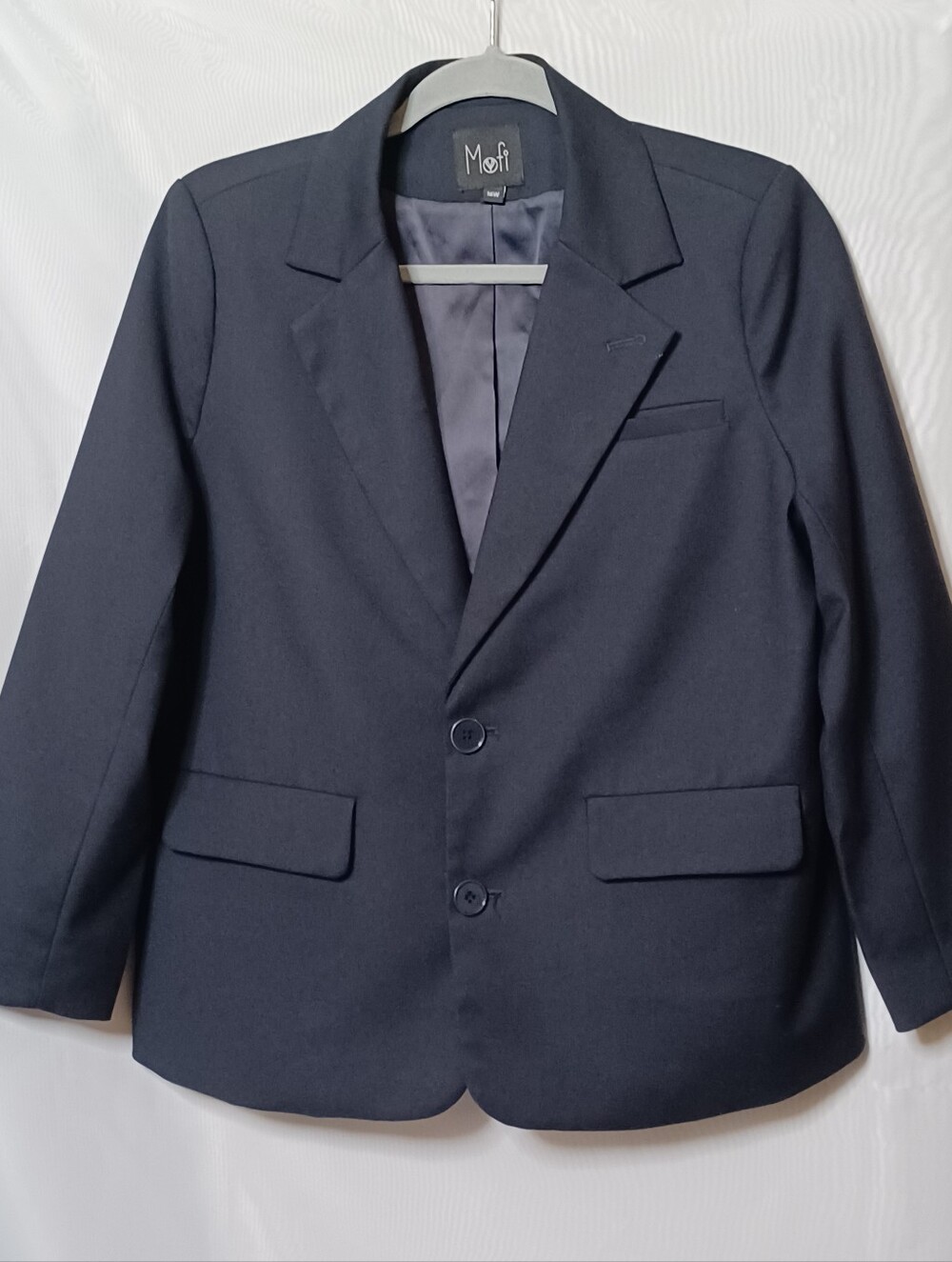Mofi Boy's Navy Blue Two Button Front Blazer. 16W